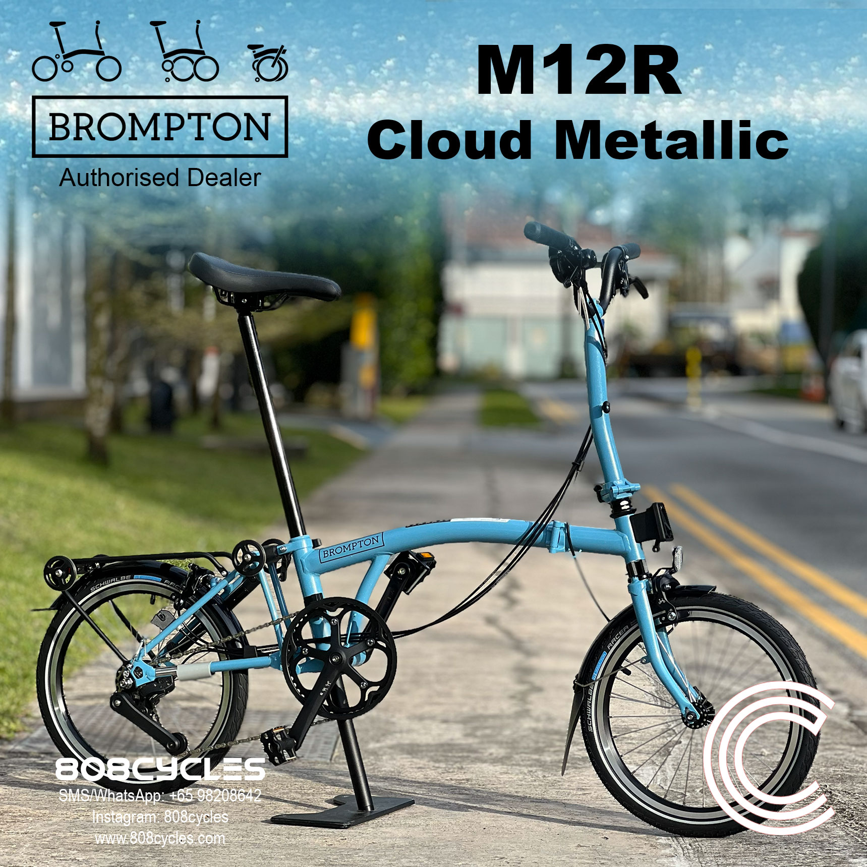 Brompton C Line M12R 12-Speed – Cloud Metallic - Image 2