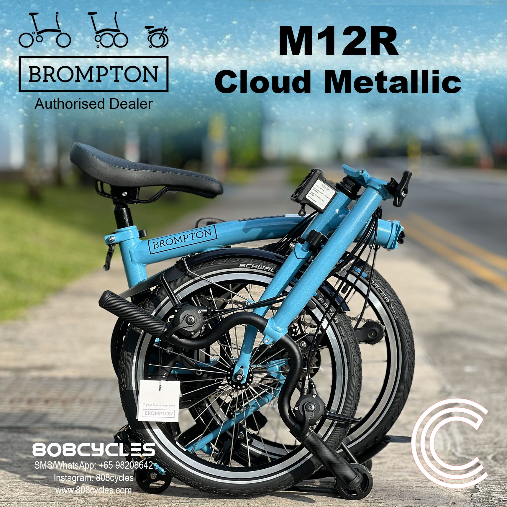 Brompton C Line M12R 12-Speed – Cloud Metallic - Image 3