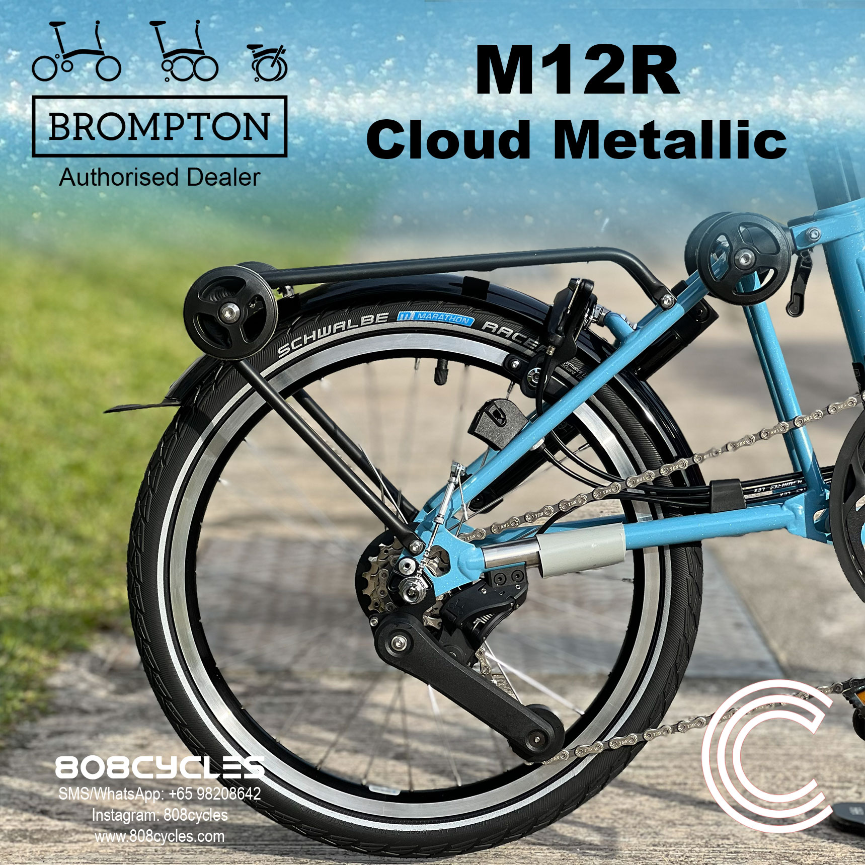 Brompton C Line M12R 12-Speed – Cloud Metallic - Image 8