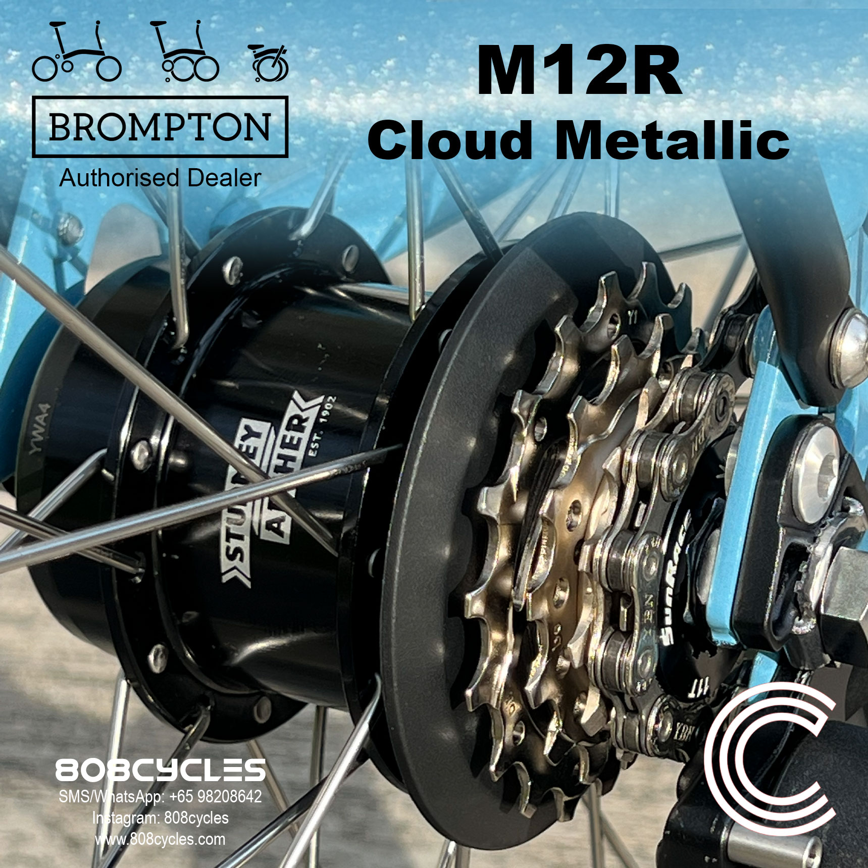 Brompton C Line M12R 12-Speed – Cloud Metallic - Image 11
