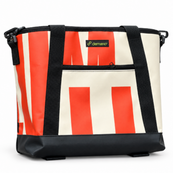 Demano Icaria L 1614 front tote bag for Brompton in red, white and black
