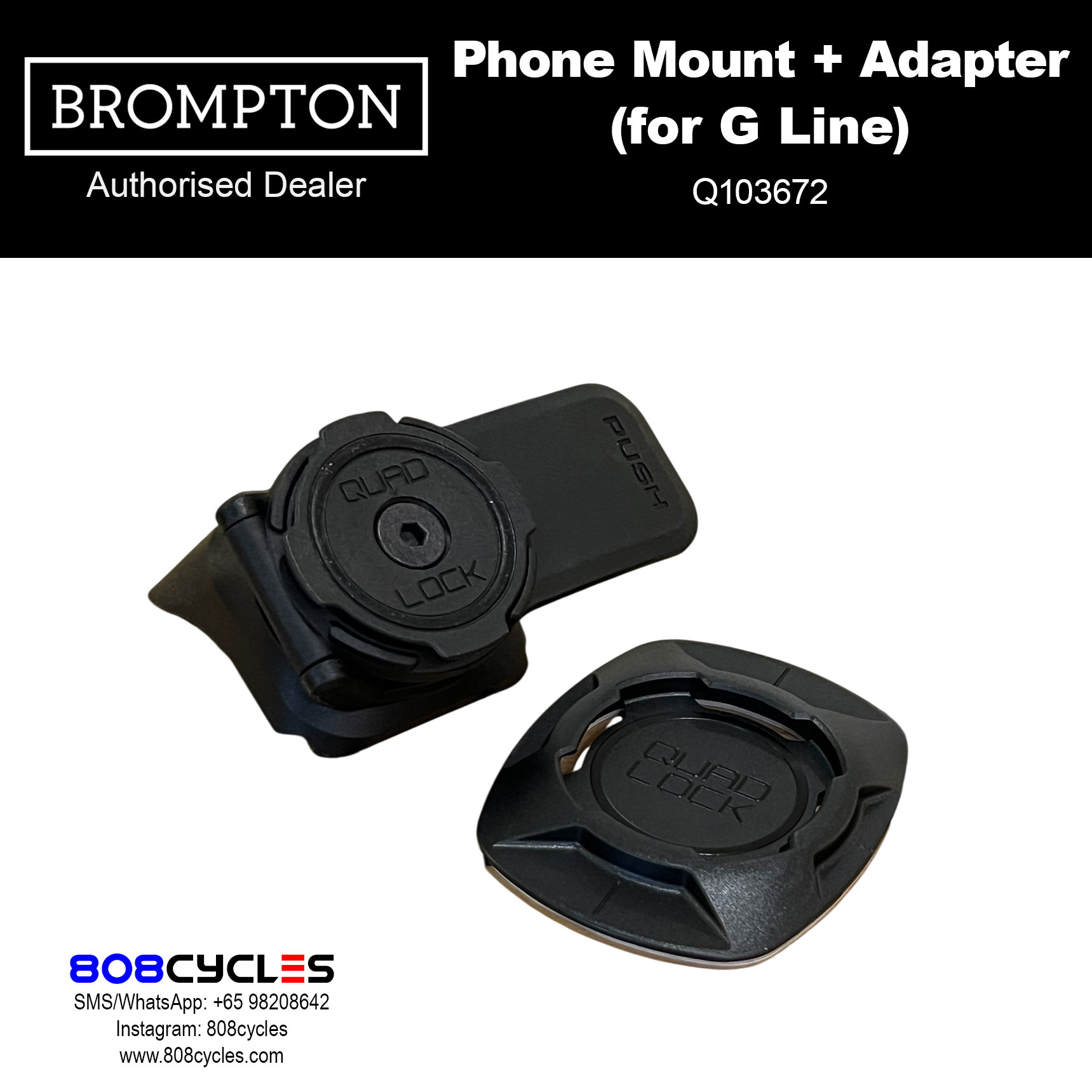 BROMPTON Quad Lock Phone Mount (with Adapter) for G Line Q103672 - Image 3