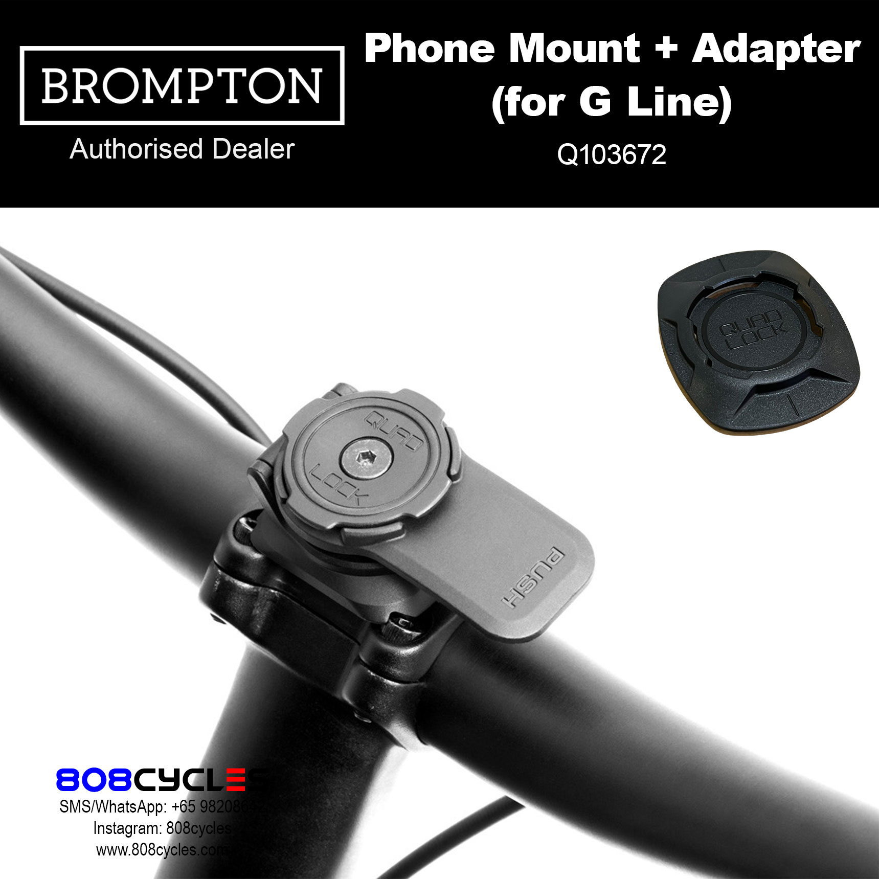 BROMPTON Quad Lock Phone Mount (with Adapter) for G Line Q103672 - Image 5