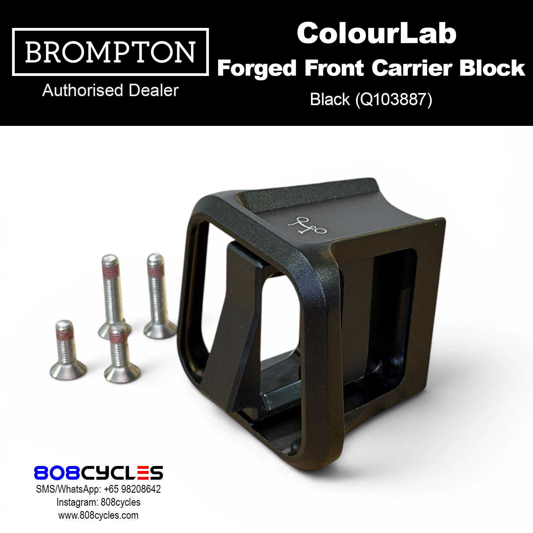 Brompton ColourLab Forged Front Carrier Block – Black (Q103887)