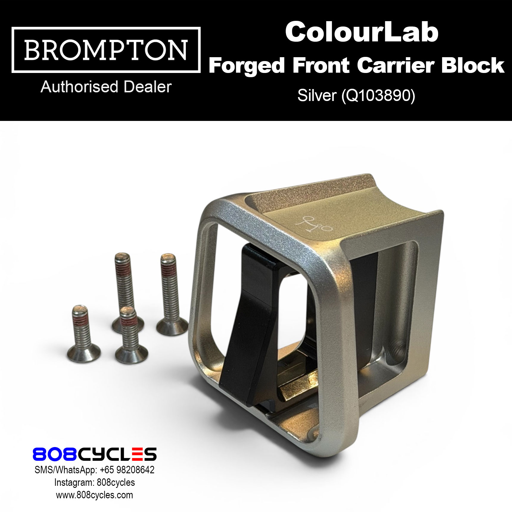 Brompton ColourLab Forged Front Carrier Block – Silver (Q103890)