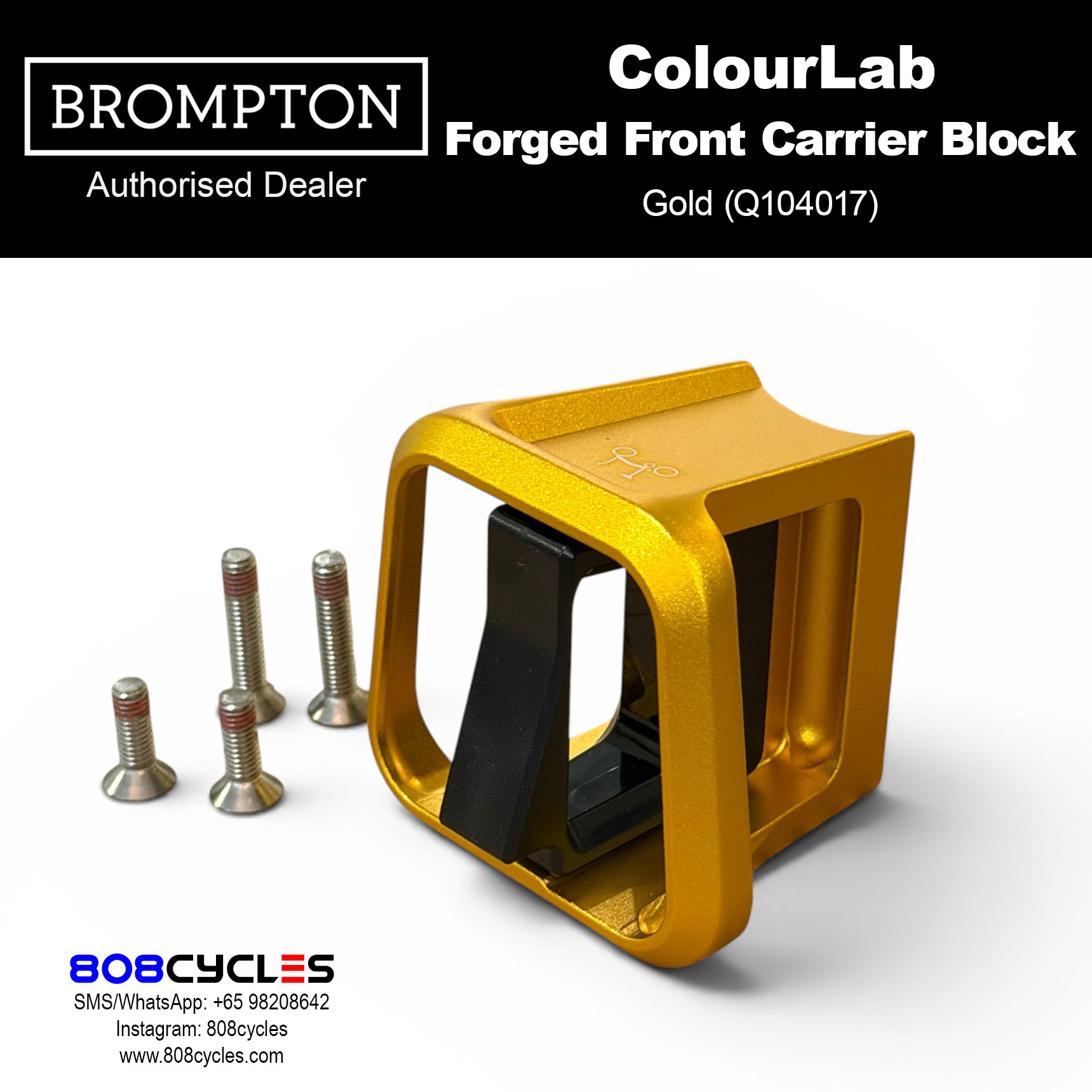 Brompton ColourLab Forged Front Carrier Block – Gold (Q104017)