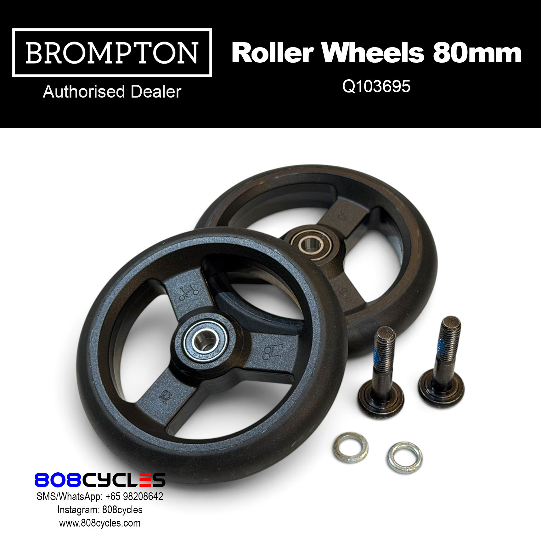 Brompton Roller Wheel Pair for G Line (80mm) Q103695
