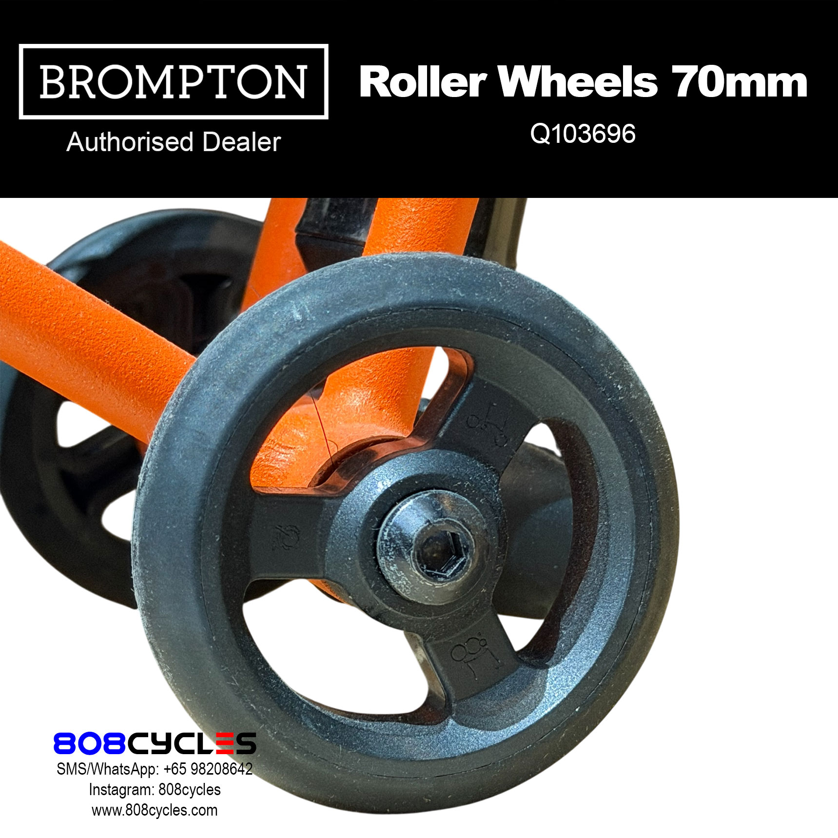 Brompton Roller Wheel Pair for G Line (70mm) Q103696 - Image 2