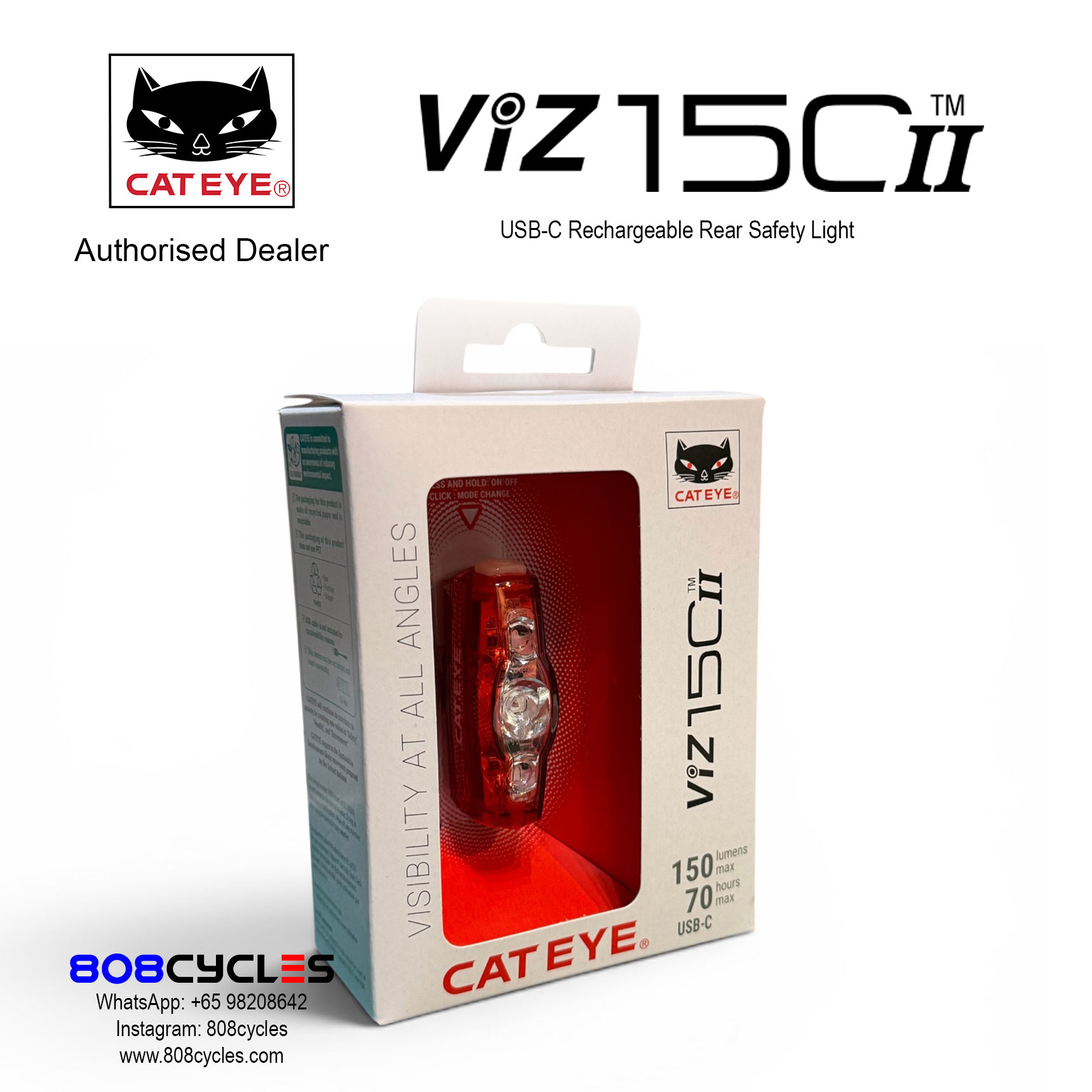 Cateye ViZ150ii USB-C Rechargeable Rear Light