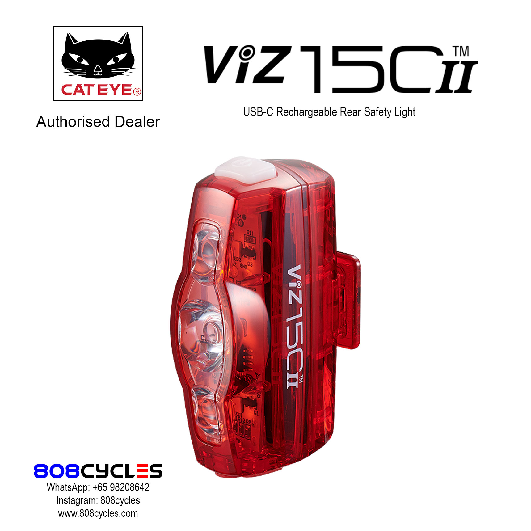Cateye ViZ150ii USB-C Rechargeable Rear Light