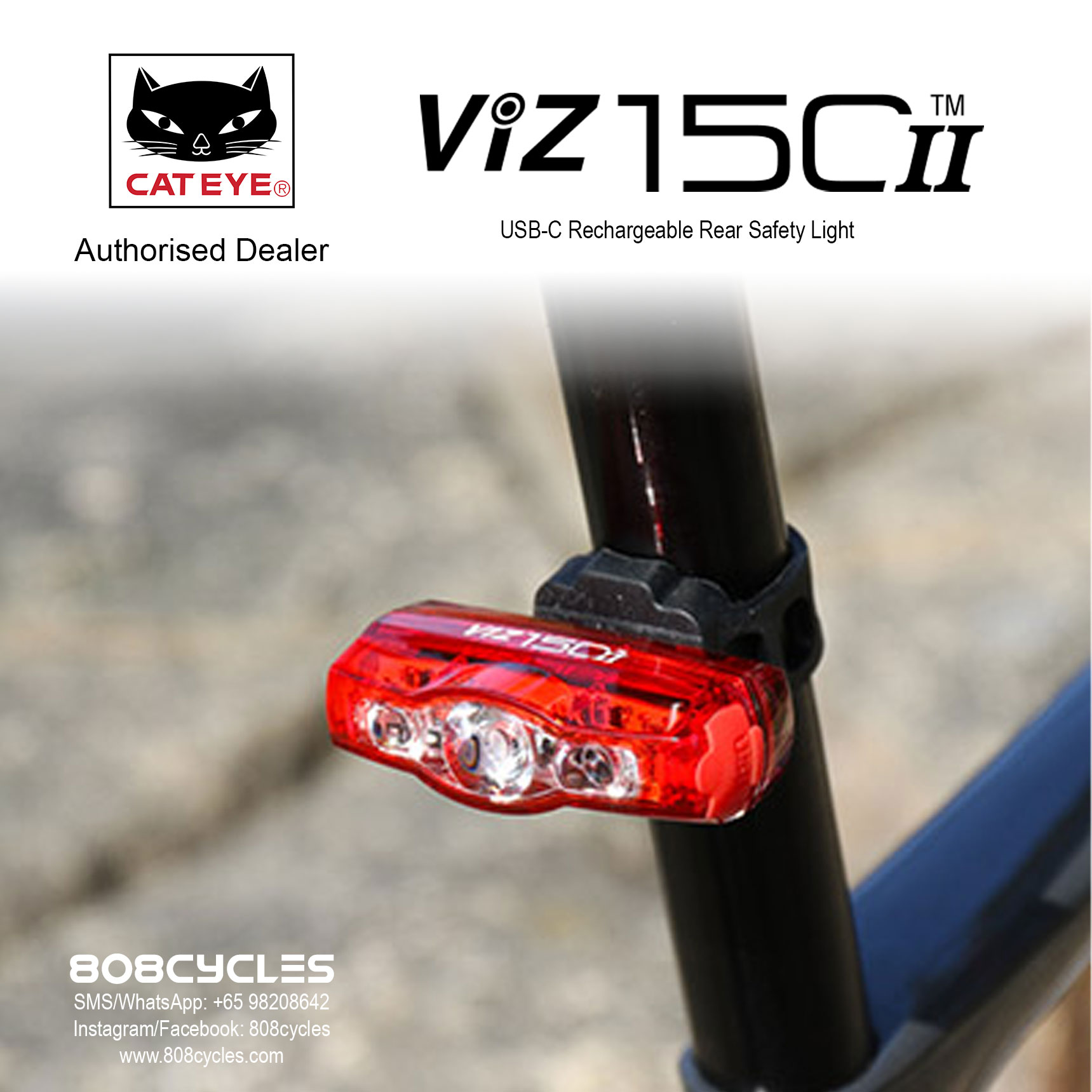 Cateye ViZ150ii USB-C Rechargeable Rear Light