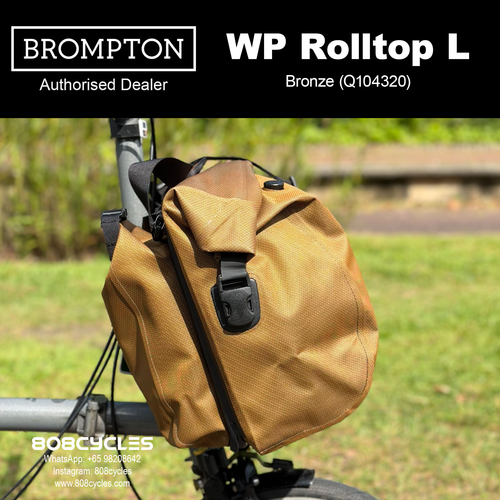 Brompton WP Rolltop Large 23L – Copper or Bronze - Image 4