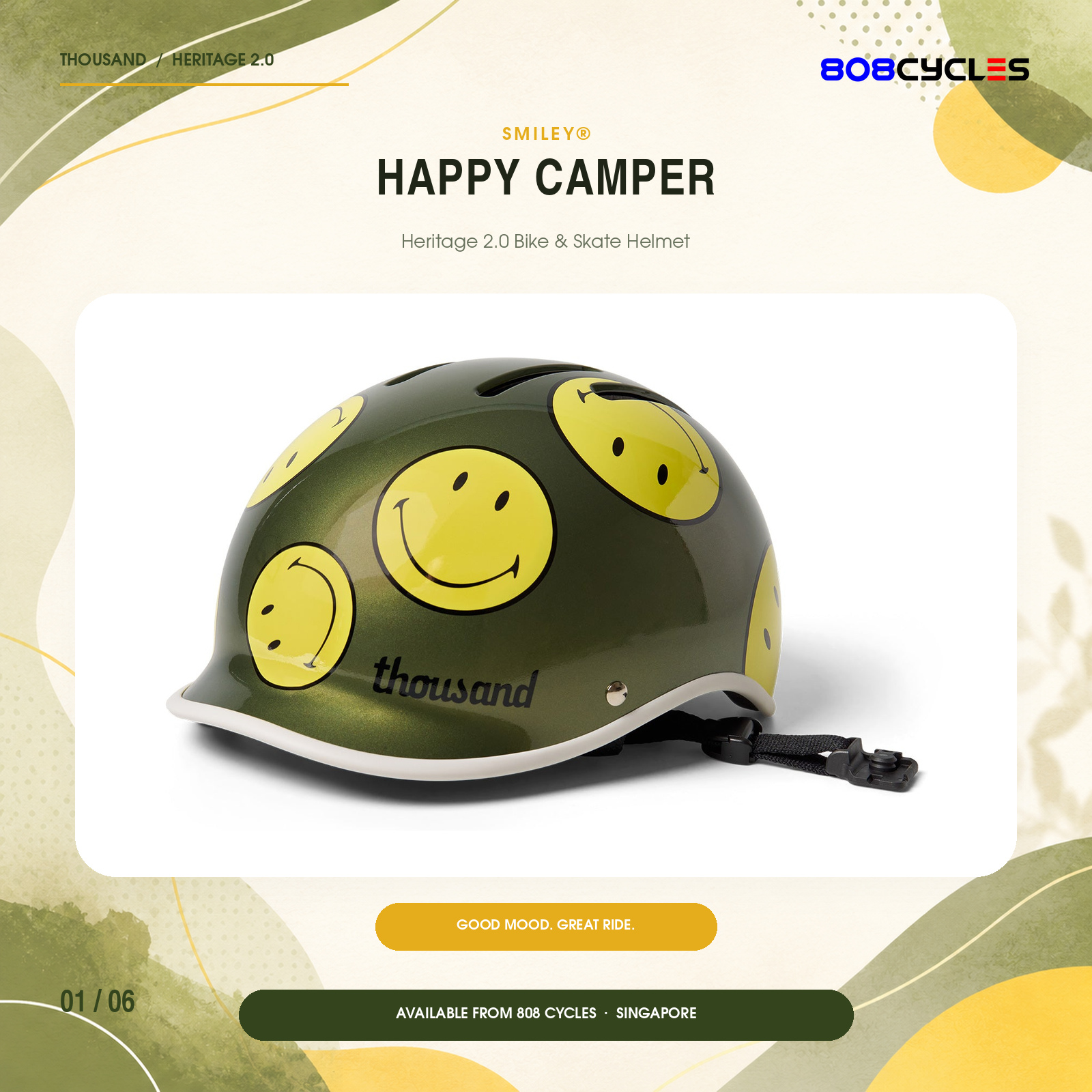 Thousand Heritage 2.0 Smiley® Happy Camper Bike & Skate Helmet
