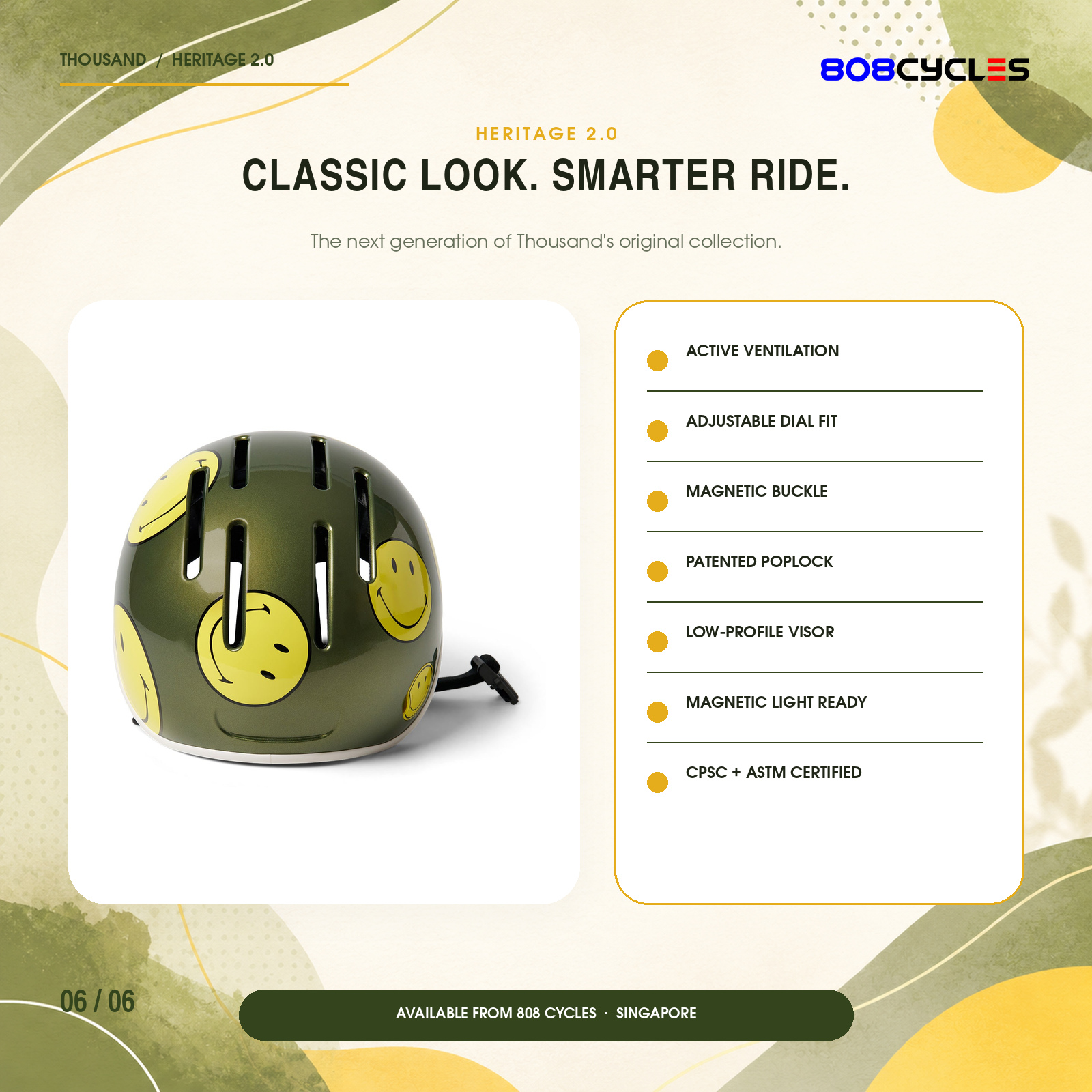 Thousand Heritage 2.0 Smiley® Happy Camper Bike & Skate Helmet - Image 3