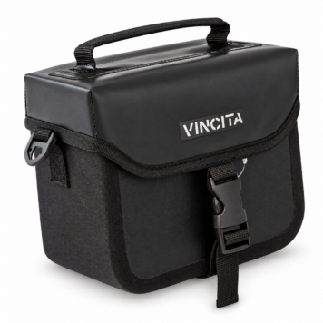 Vincita B017WP Hype Waterproof Mini Front Bag for Brompton – Black on white background