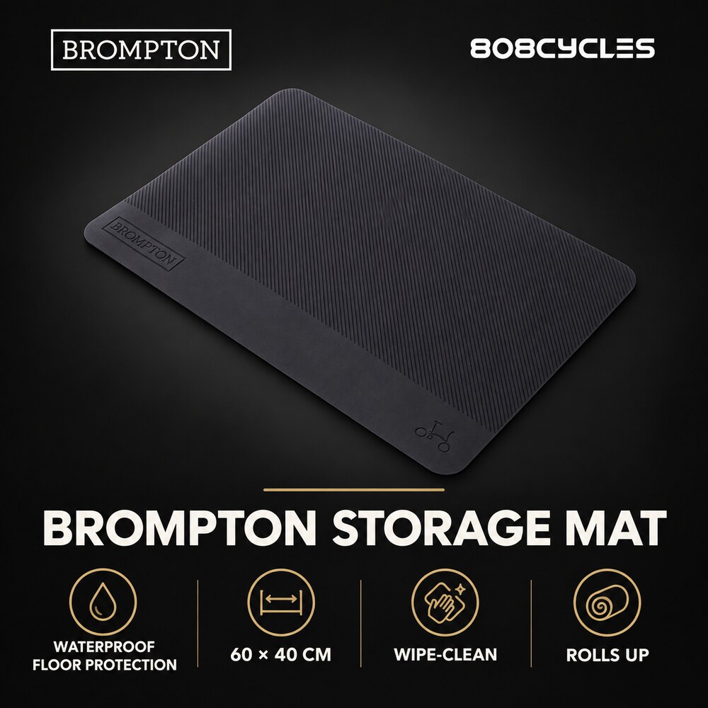 Brompton Storage Mat features: waterproof, 60 by 40 centimetres, wipe-clean and rollable