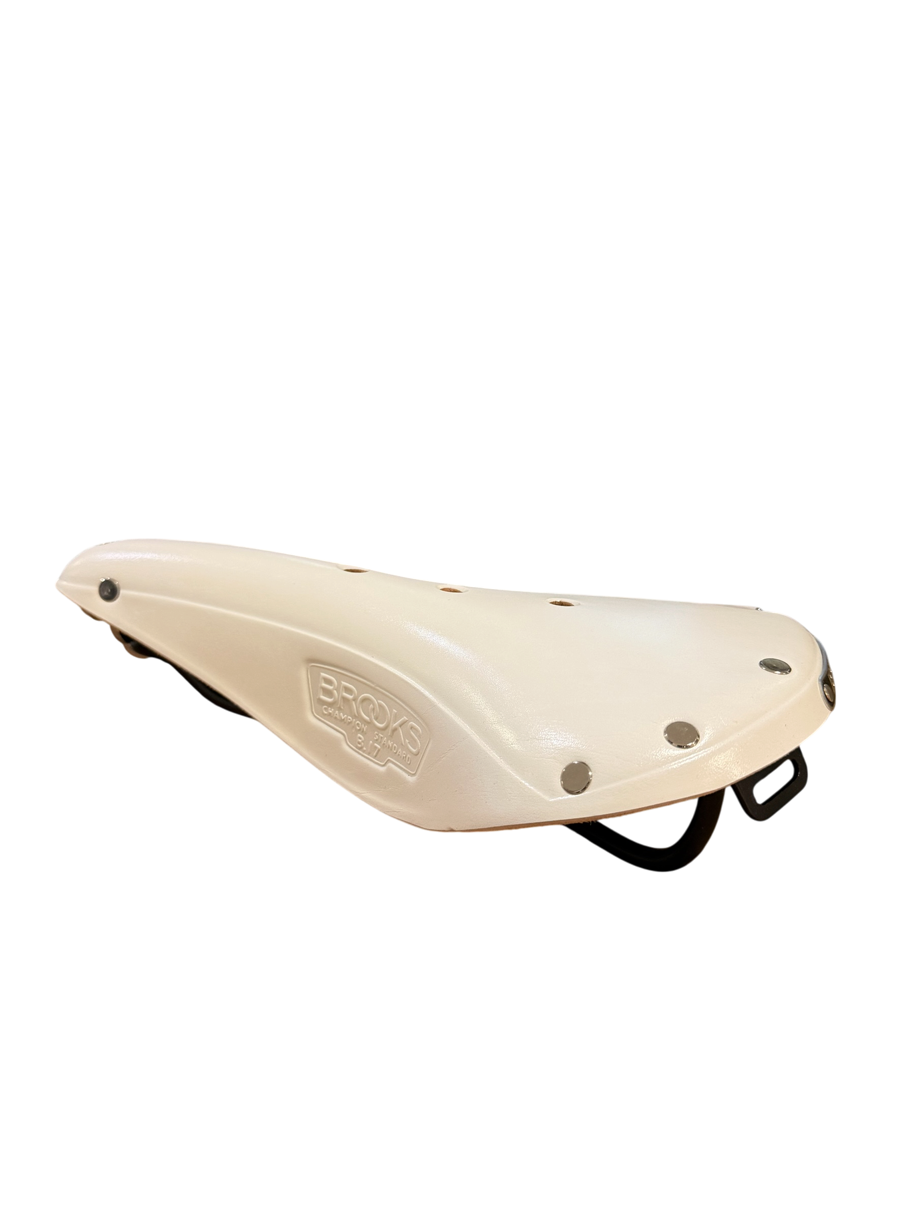 Brooks B17 White leather bicycle saddle from the side