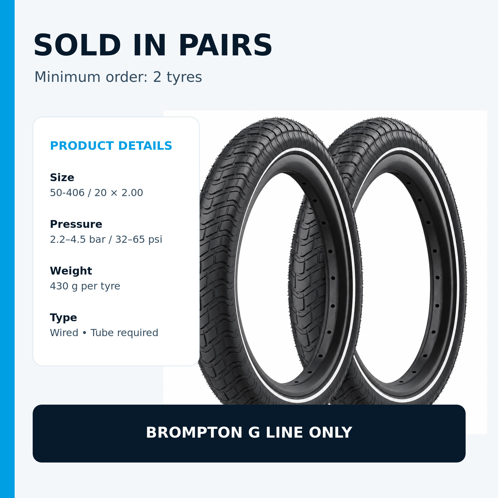 Schwalbe Motion Big Apple HS632 50-406 tyre specifications for Brompton G Line