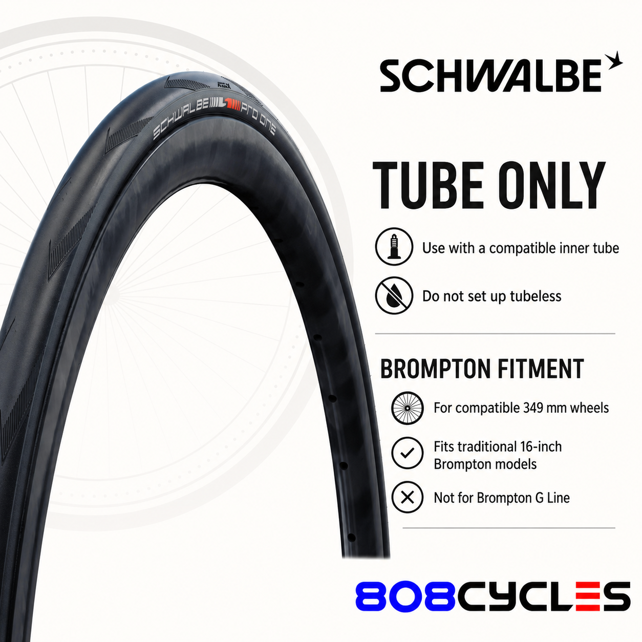 Schwalbe Pro One 30-349 Folding Tyre for Brompton – Black - Image 2