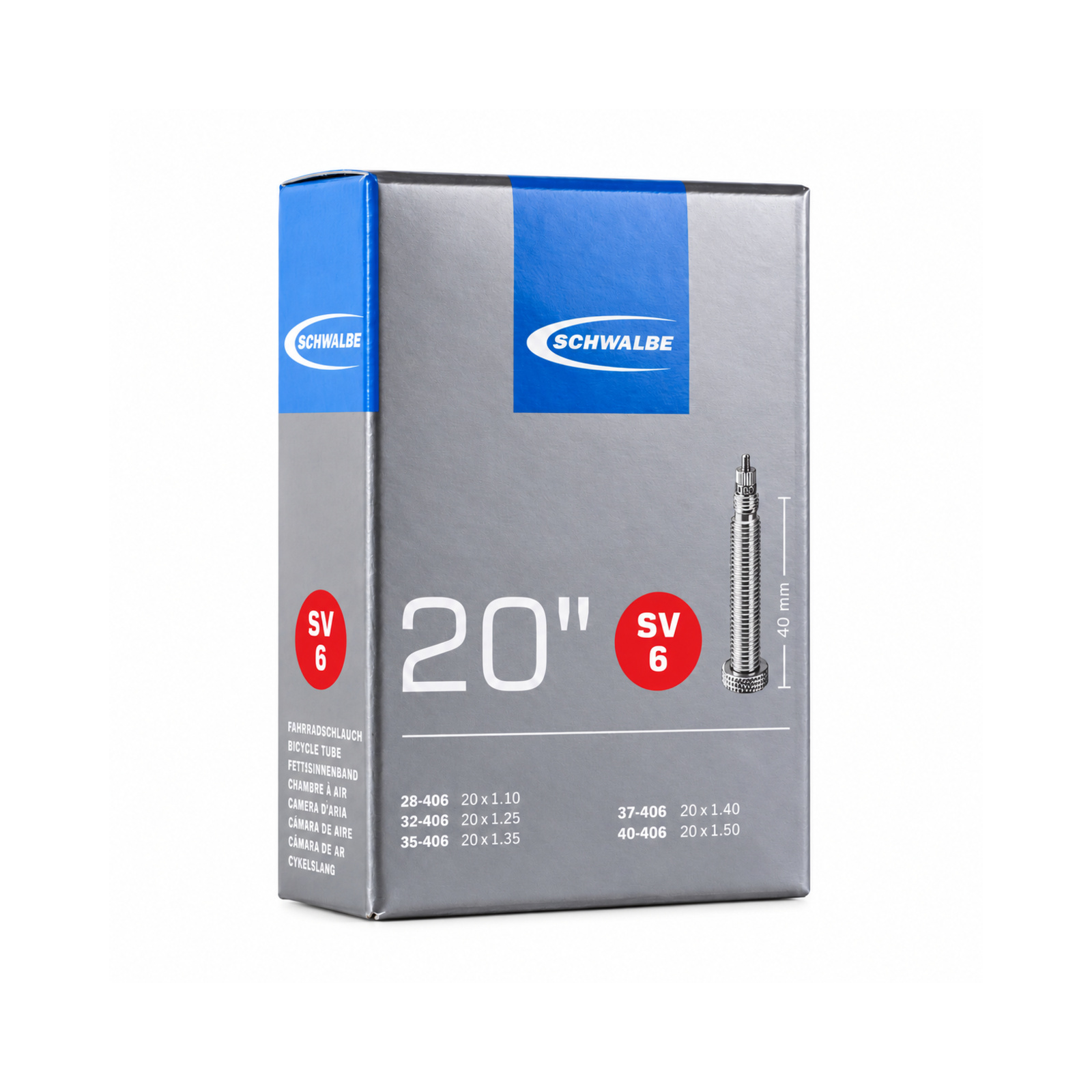 Schwalbe SV6 20-inch inner tube with 40 mm Presta valve
