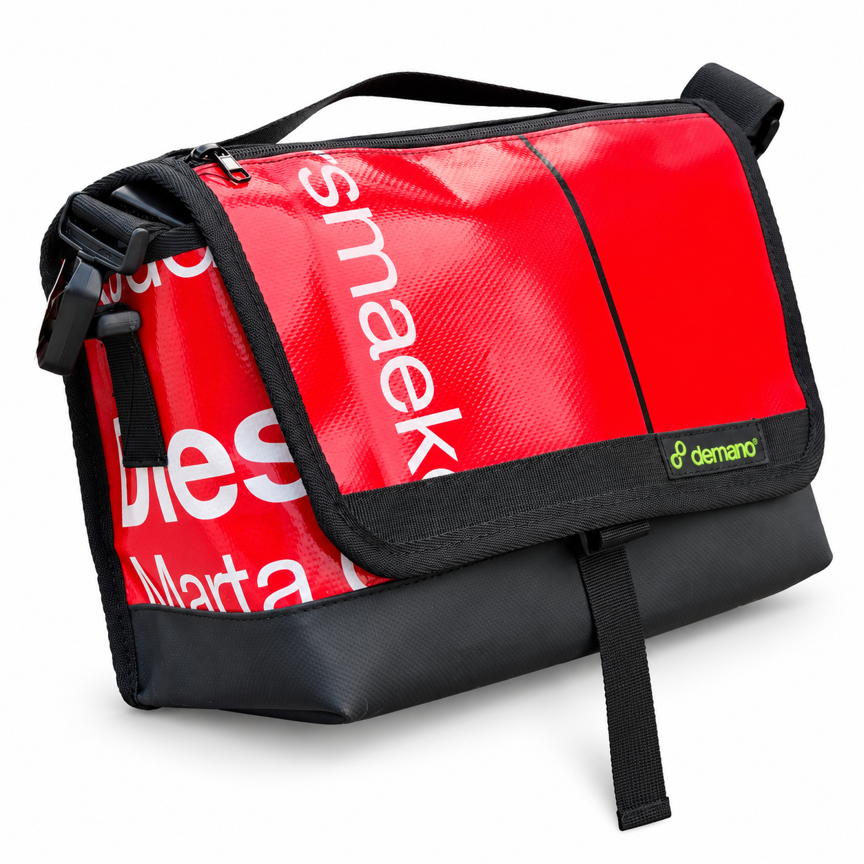 Demano Ribera 1701 red and white 6L mini front bag for Brompton on a white background