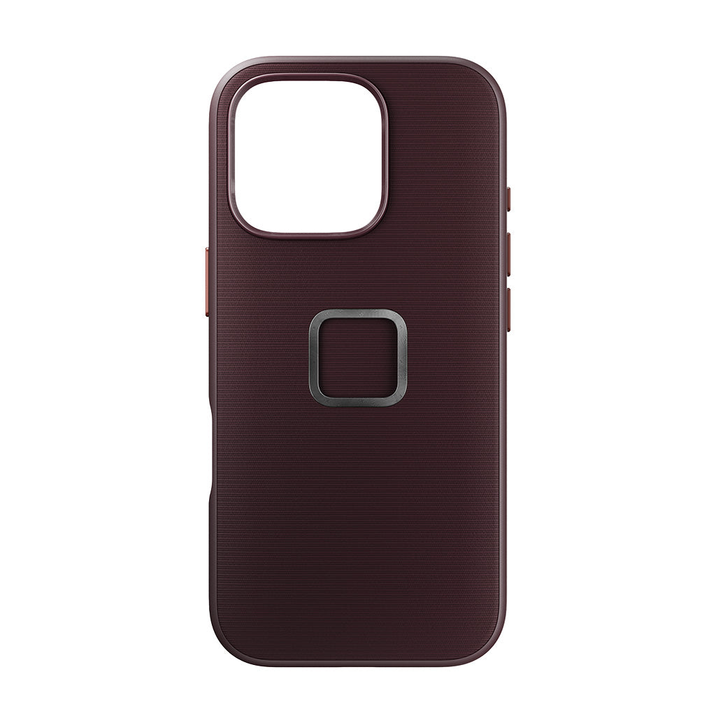 Peak Design iPhone 16 Pro case in Fabric Eclipse, rear view on white background