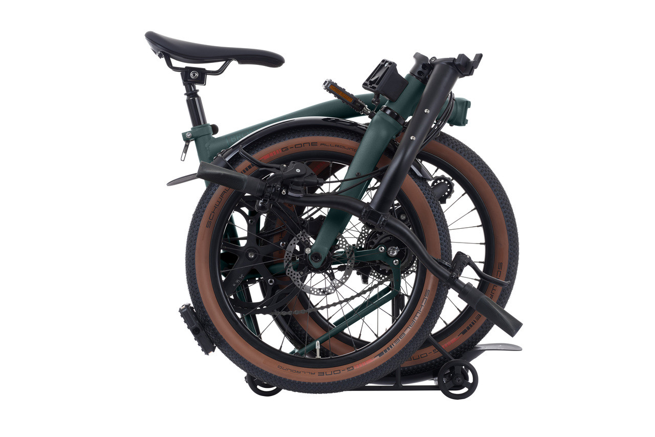 Brompton G Line Forest Green with rack fully folded